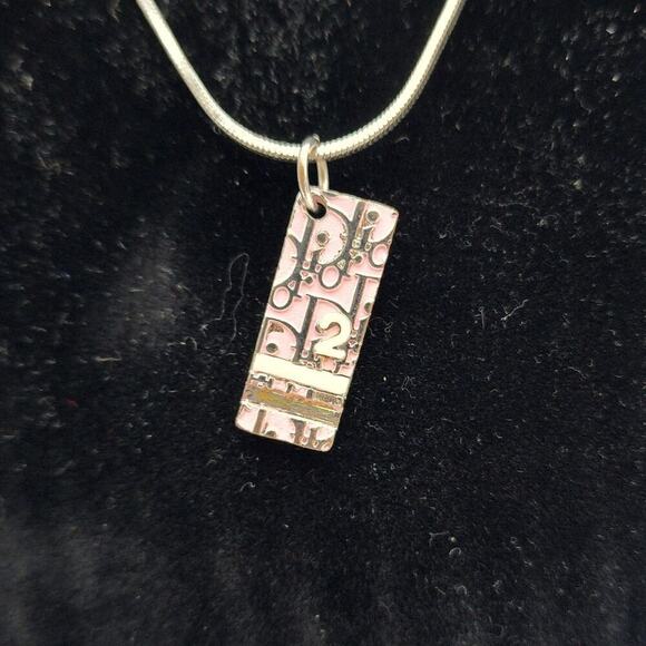 CHRISTIAN DIOR #2 Trotter Necklace Pink/Silver Tone Metal - Picture 9 of 9